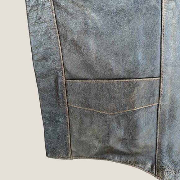 Leather Sheen USA Men’s Vintage Brown Leather Motorcycle Vest Size: 50 - Picture 4 of 7
